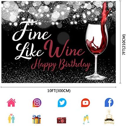 Fuermor 7x5ft Fine como o pano de vinho Feliz aniversário fotografia Background Girls Girls Adults Party Bolo Table