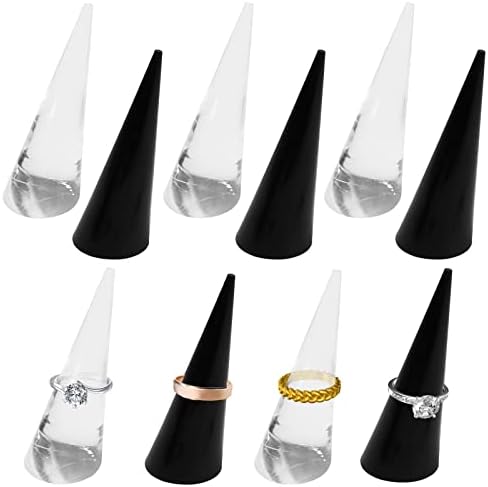 Zxmxzkx 10 pacote de 10 pacote limpo preto acrílico anel de cristal por suporte de anel do anel de anel de anel de anel