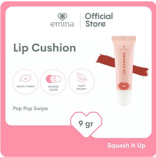 Almofada em Lips de Emina 05. Squash It Up 9G - A almofada labial emina é uma maneira divertida de uma aparência fresca e fosca. A textura aveludada com cor intensa oferece uma sensação leve.