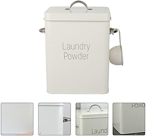 Angoily 1 Set Randey Detergente Solder Shavor Powder Storage Tin com Scoop Farmhouse Laundry Soop Dispenser Recurter com