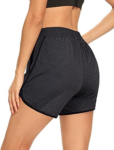 OUNCUTY WOMENS ANENAS ELÁSTICA ELÁSTICA SPORTS RUND GYM SHORTS com bolsos