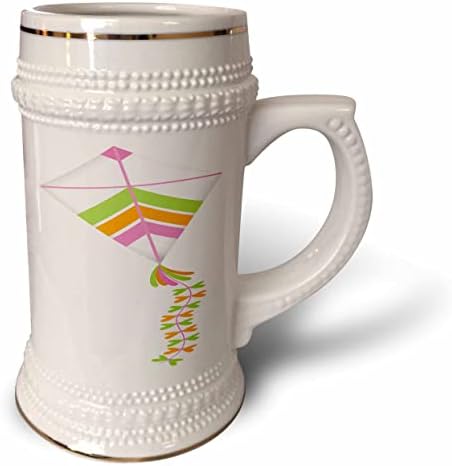 3drose rosa fofo, laranja e pipa verde Ilustração - 22oz de caneca de Stein