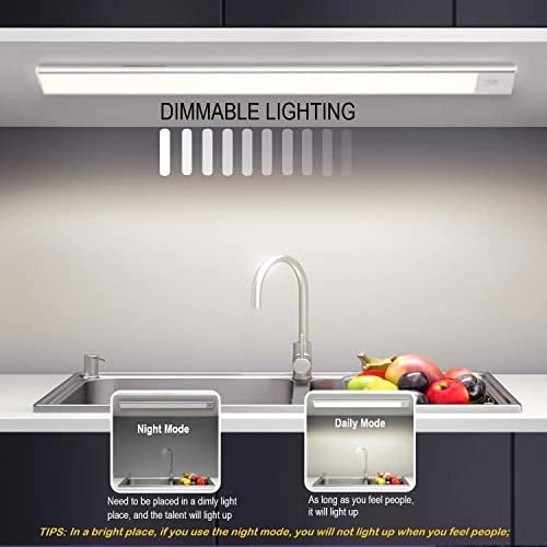 Luz do gabinete do sensor de movimento de LED, 15,7 polegadas sob iluminação do balcão, luzes de cozinha recarregável