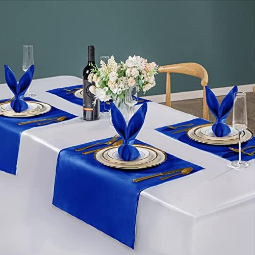 Vacvelt 50 pacote de pacote real guardanapos de cetim azul real 20x20 polegadas guardanapos de casamento a granel, guardanapos de jantar