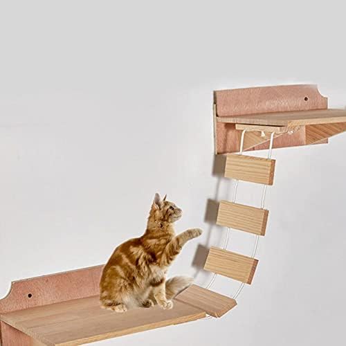 Wyfdp Cat Bridge Salbing Frame Wood Cat Tree House Bed Hammock Sisal arranhando Post Cato Móveis Duráveis ​​Cat Toy