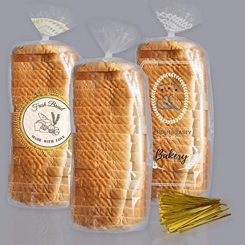 Sacos de pão com sacos de pão reutilizáveis ​​para doações caseiras de presentes de pão e proprietários de padaria, sacos de pão de armazenamento. （Círculo de ouro ， 50 pcs）