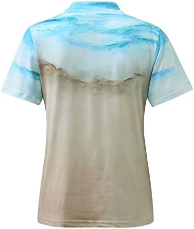 Tampos impressos de tartaruga marinha yslmnor para feminino para feminino camiseta casual de manga curta V blusas de