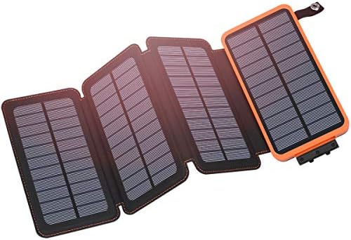Carregador solar 25000mAh, Hiluckey Outdoor USB C Banco de energia portátil com 4 painéis solares, bateria externa de 3A de carga rápida