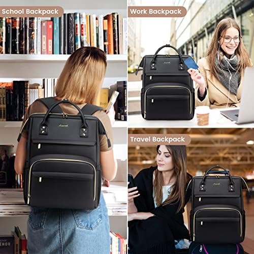 Backpack de laptop de couro LoveVook para mulheres 15,6 polegadas, Backpack Backpack Backpack Backpack Backpack Saco de laptop,