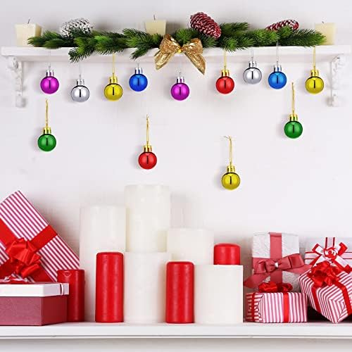 80 PCS Bolas de Natal Mini Bolas de Glitter Balls Multicolor Bola de Natal Bola Ornamento de Bola de Bola Decorações de Árvores de Bola Miniatura Para Árvores de Natal Decorações de Férias de Férias de Casamento, 8 cores