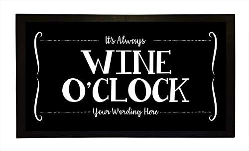 Bang Tidy Roupas personalizadas Mat Runner Mat - Novelty Beer Gifts for Home Bars - Adicione seu texto - Wine O'Clock