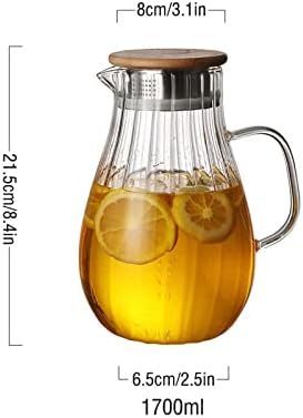 A jarra de vidro de 1700 ml de água de água resistente a alta temperatura de alta temperatura Borossilicate Kettle Pot Water para suco caseiro e jarros de limonada de chá gelado