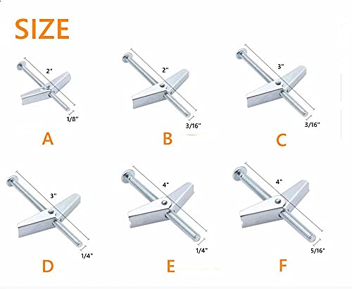 TOLGLE PARAFUSO DE AÇO DE AÇO DE ZINCO ANCORES DE PAREDE CABELA ROLONHA 1/8 3/16 1/4 5/16 polegadas