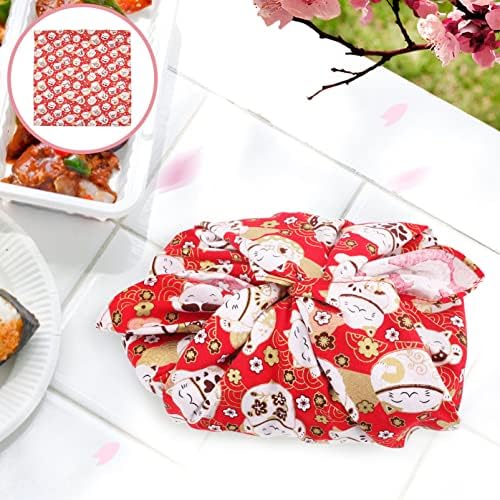 Decoração ao ar livre da aboofan Tradicional tecido japonês Bento Almoço embrulhando pano bandana Lucky Cat Lenço impresso Tano decorativo de mesa para piquenique em casa Decoração japonesa ao ar livre