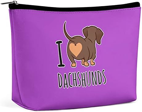 Eu amo bolsa de maquiagem de dachshund bolsa de higiene pessoal de viagem à prova d'água
