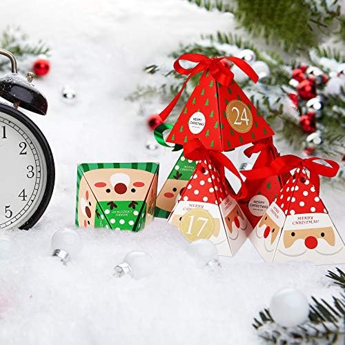 ULTUS Christmas DIY Advento Calendário Adesivos Faça seu próprio número Adesivos 1 a 24 Com o Santa Claus Candy Boxes para
