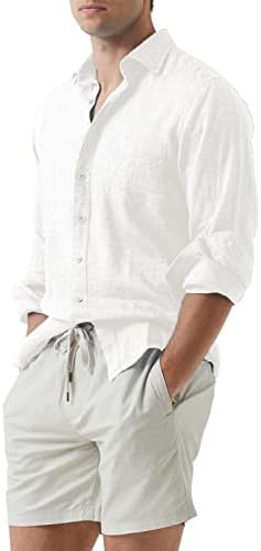 Jmierr masculino de algodão masculino casual de botão de manga longa de manga longa camisa de manga longa