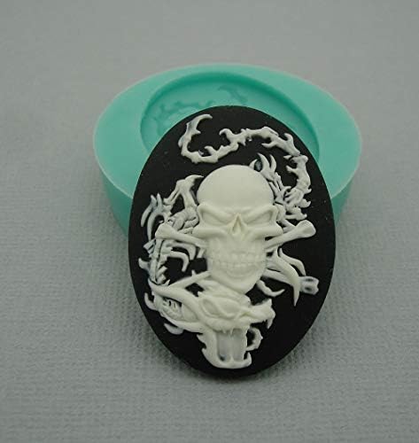 As descobertas param a marca Silicone Mold Skull e Dragon Cameo flexíveis para artesanato, jóias, resina, scrapbooking, argila de polímero