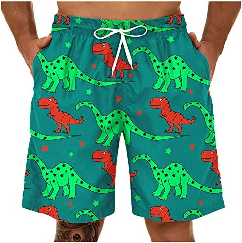 XXBR Mens Summer Swim Turnks Quick Dry Novelty Funnos Dinosaur Print