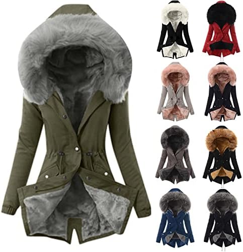 Casacos quentes de inverno feminino com capuz grosso de casaco com capuz