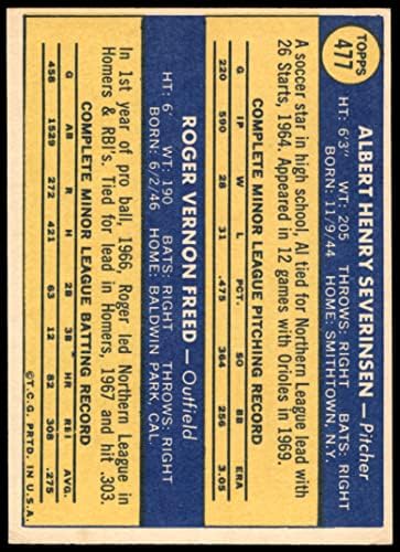 1970 Topps # 477 Orioles novatos Al Severinsen/Roger Freed Baltimore Orioles Ex Orioles