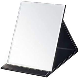 Espelho dobrável de desktop portátil uquabeso, espelho de mesa dobrável de couro PU, espelho de mesa com suporte para cosméticos beleza