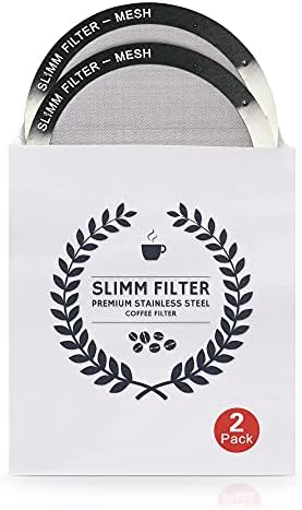 Filtros de metal premium reutilizáveis ​​por filtro Slimm para uso na cafeteira AeroPress, pacote de 2 filtros