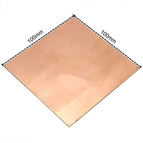 Folha de cobre Yiwango Pure Copper Metal Sheet jóias, tornando -se adequado à solda e braz 1,8 mm x 100 mm x 100 mm
