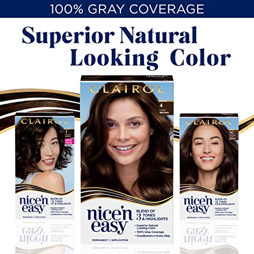 Clairol Nice'n Easy Permanent Hair Dye, 6g Clear de cabelo castanho dourado, pacote de 3