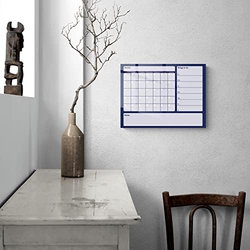 Calendário azul macio 16 x 12 Organizador de parede de vidro Sinal pendurado