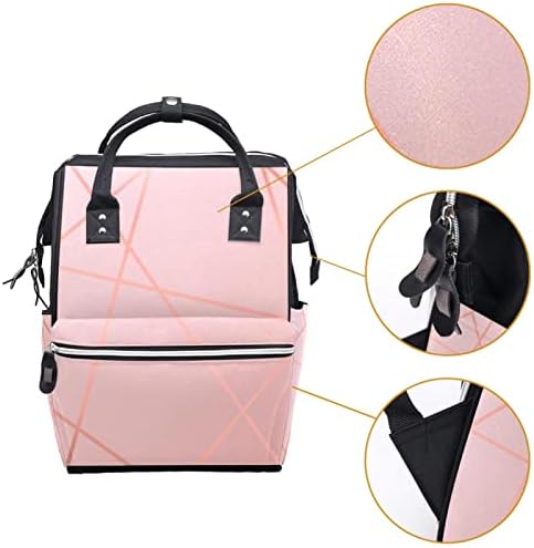 Mochila VBFOFBV Backpack, Nappy Change Sags Multifunction Travel Back Pack, unissex e elegante e rosa linhas geométricas modernas