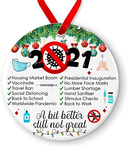 Ornamento de Natal de Prezzy 2021 um pouco melhor ainda não é ótima revisão de natal comemorativa 2,9 Circle Ornament