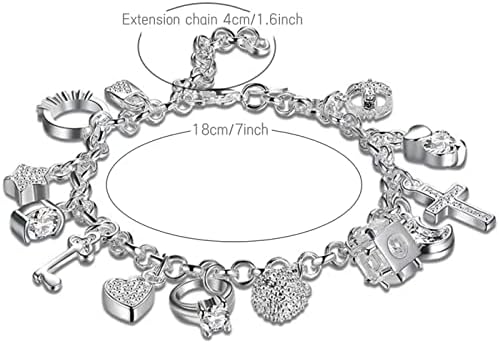 Pulseiras de charme dicomeng para mulheres pulseiras de prata esterlina para mulheres de charme pendente de mulheres pulseiras