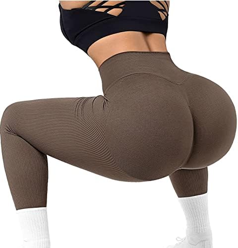 Scrunch Butt Leggings Para mulheres elásticas de coloração sólida ioga Leggings de ioga de barriga escovada