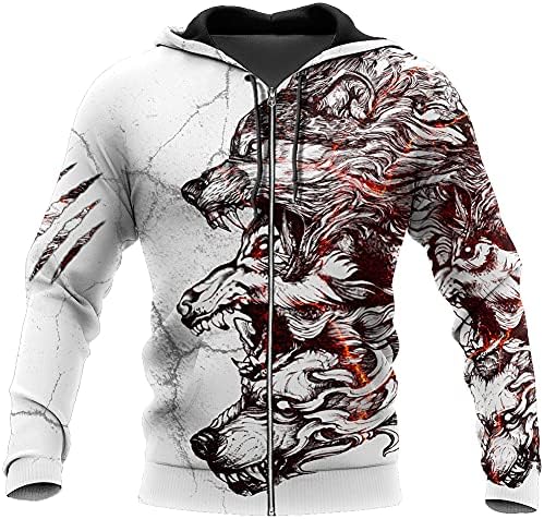 Capuz de moda viking fenrir, 3D Impresso três lobos cinzentos Totem Unissex Pullover Sweetshirt Jaqueta