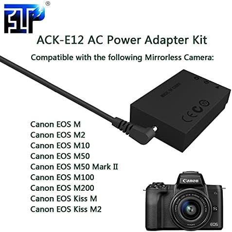 F1TP DR-E12 DC Coupler LP-E12 Kit USB de bateria do Canon Eos M, M2, M10, M50, M50 Mark II, M100, M200, Kiss M M2 câmeras.