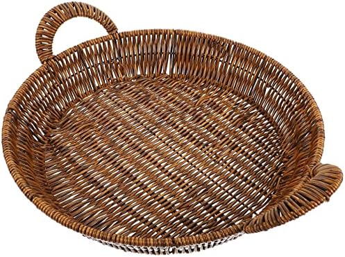 Bandeja de imitação de imitação de bandeja de cabine de cabilock com alças de mesa de café cestas de cesta redonda