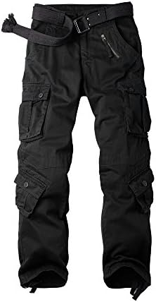 Calça de carga militar casual casual de Ochenta, calças de trabalho folgadas com 8 bolsos