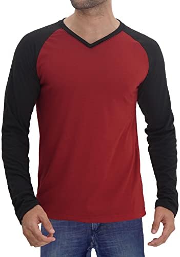 Decrum raglan manga longa camisas para homens - camisa de esportes suaves de manga cheia de beisebol v colina os homens