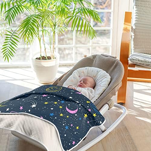 Swaddle Blanket Planets Comets Stars Cotton Clanta para bebês, recebendo cobertor, cobertor leve e macio para berço, carrinho,