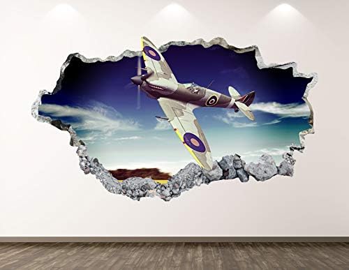 West Mountain Hurricane Airplane Wall Decalt Art Decor 3D Smashed Antigo Avião Mural Crianças Quarto Custom Presente BL124