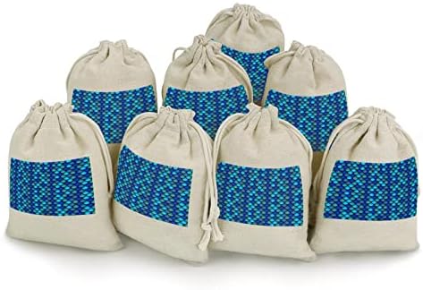 Padrão azul de escalas de peixe Sacos de armazenamento de cordões de traços bolsas de presente de doces reutilizáveis ​​dobráveis