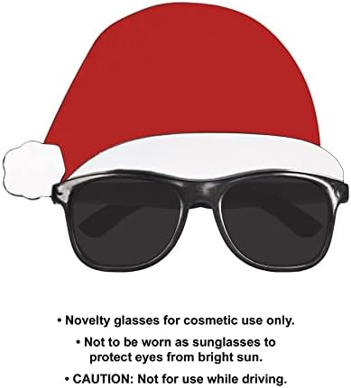Beistle 2 peças Plástico Papai Noel Hat de óculos para suprimentos de Natal, favores de festas de férias, tamanho único, vermelho/branco/preto