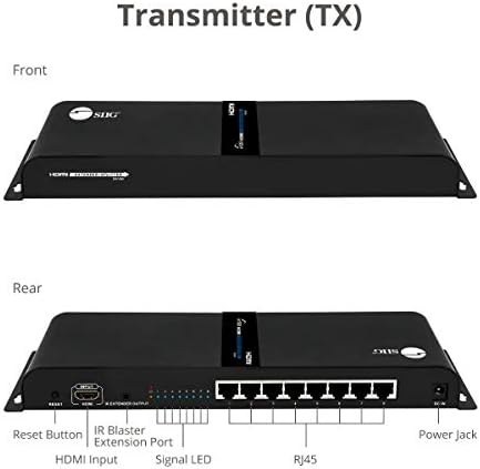 Siig 1x8 1080p Kit de divisor de extensor hdmi em cabo CAT6 até 394 pés, HDMI 1.3, IR Pass-through, Suporte TX para RX Connect