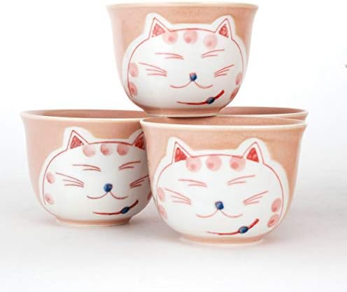 Hinomaru Collection Japanese gêmeo gêmeo gatinho gatinho de design de gatinho conjunto de chá com bule de cerâmica com filtro, alça de vime e 4 xícaras de chá