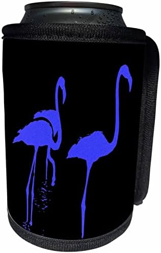 3drose minimalistic três flamingos silhueta azul em preto - lata mais fria