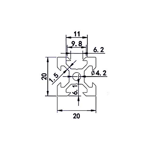 Feyrinx 12pcs 2020 V Tipo de alumínio Perfil de alumínio 1000 mm Moldura de extrusão preta linear anodizada linear