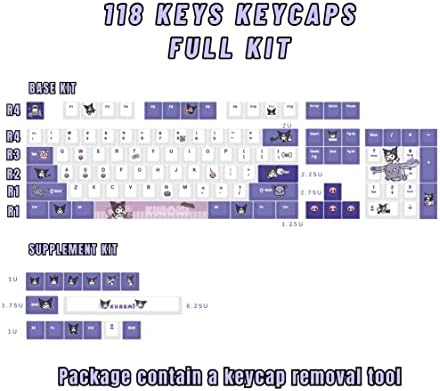 Sanrio Kuromi Purple Keycaps para Cherry MX Switches Teclado de jogo mecânico japonês