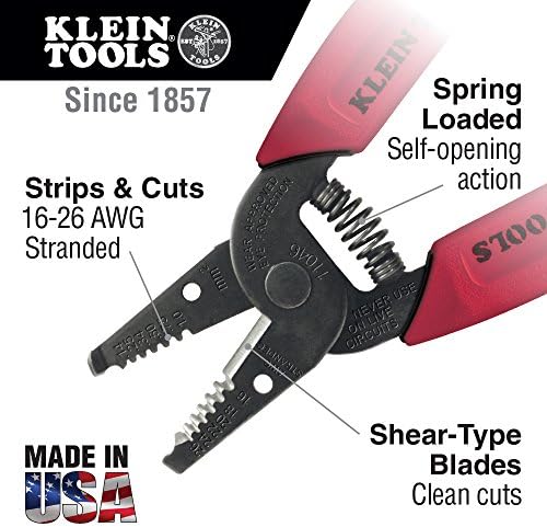 Klein Tools 11046 Wire Stripper/Cutter 16-26 AWG encalhado e 32581 Conjunto de fenda de 4-1 em 1 com máquinas de precisão Bits: 2 fenda, 2 phillips e alças de alcance de almofada, 4 peças