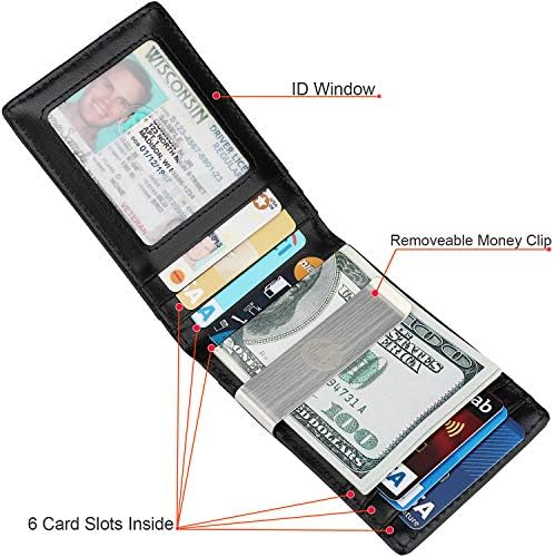 Carteira de clipe de dinheiro - masculina carteira de couro dianteiro de bolso rfid bloqueando mini carteira minimalista